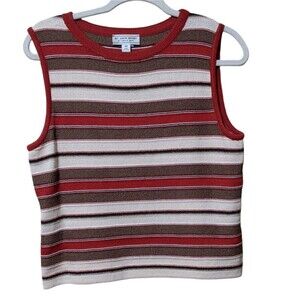 St. John Sport Marie Gray striped Santana Knit sleeveless tank vintage 2000's M